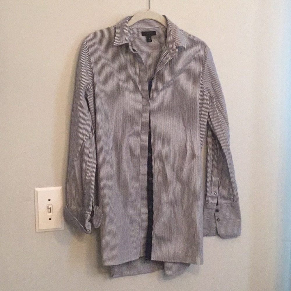 J. Crew Blue and White Pinstripe Button-Down Shirt